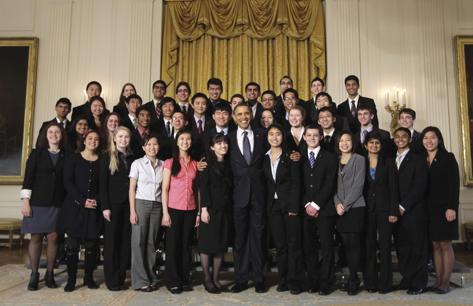 President Obama with the 2011 Science Talent Search finalists at the White House.