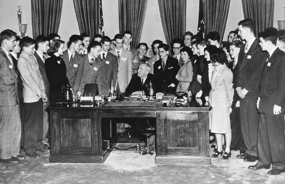 1949 Science Talent Search finalists with President Truman at the White House
