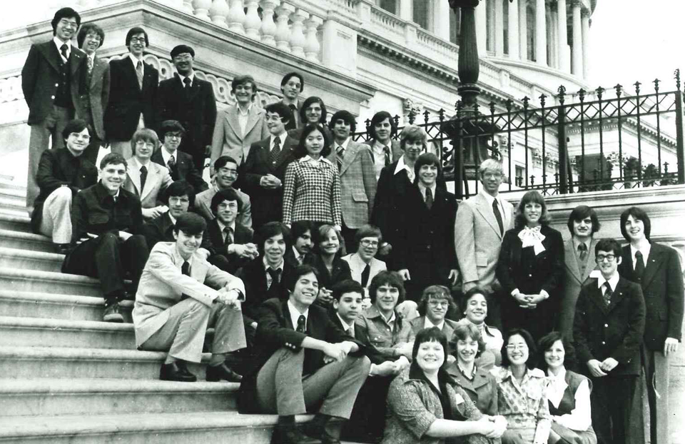 1977 Science Talent Search finalists at the Capitol. STS. Westinghouse.